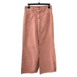 Mother The Patch Pocket Roller Fray Jeans 29 Pink Chalk Terracotta Wide Leg High